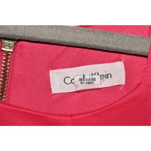 CALVIN‎ KLEIN $128 Scuba Knit Pleated Fit & Flare Dress Sleeveless Pink size 6 - Picture 5 of 5
